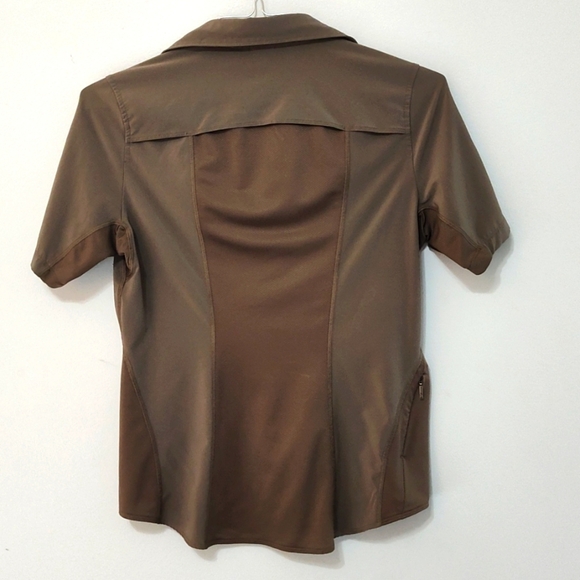 The North Face Button Up Collar Olive Green Khaki Short Sleeve Shirt Medium - Picture 3 of 12